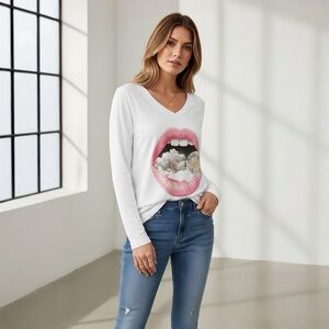 White Long Sleeve Graphic Tee